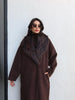 Fur Collar Button-Down Long Coat
