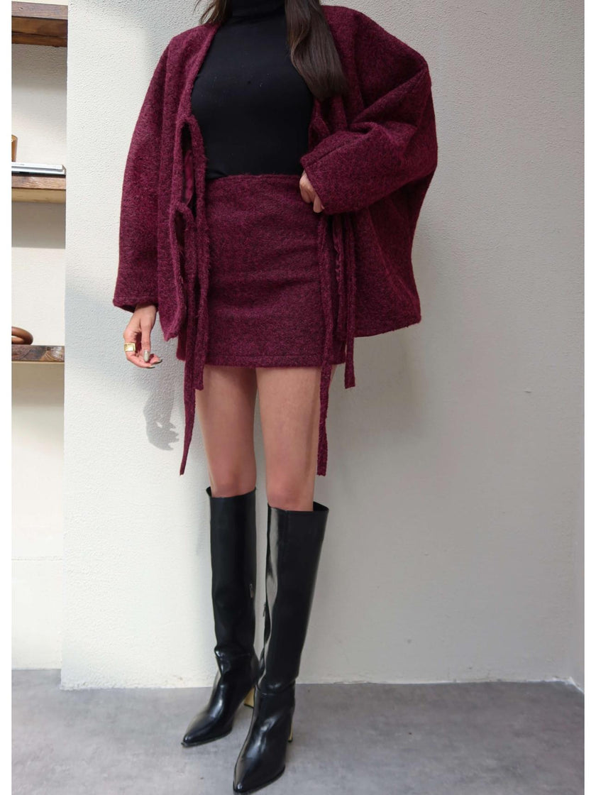 Short Fleece Check Skirt