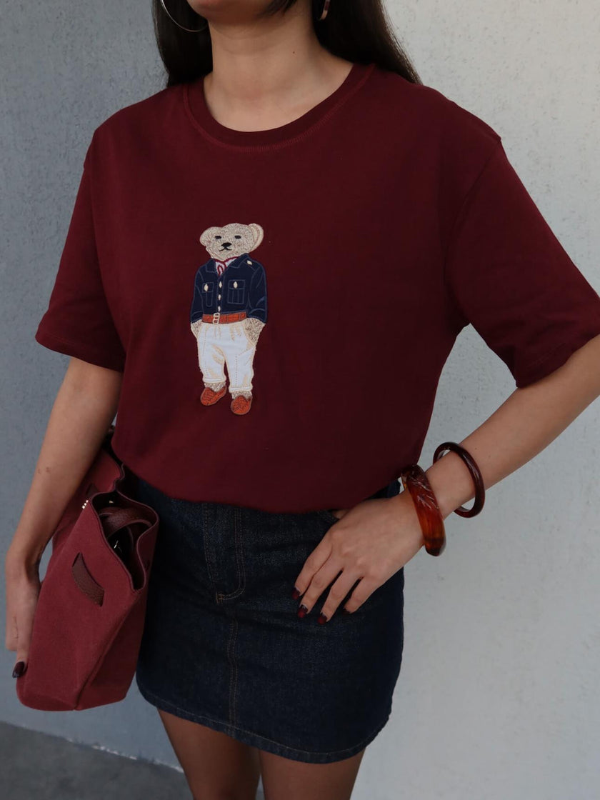 Teddy Bear Embroidered T-Shirt