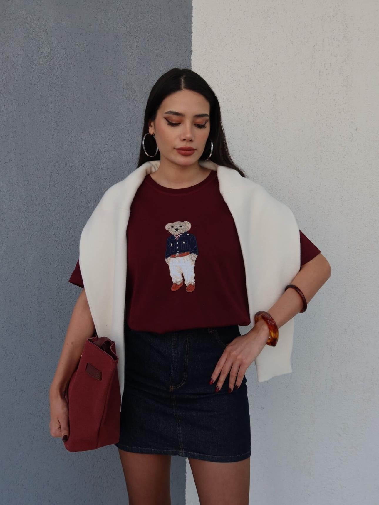 Teddy Bear Embroidered T-Shirt