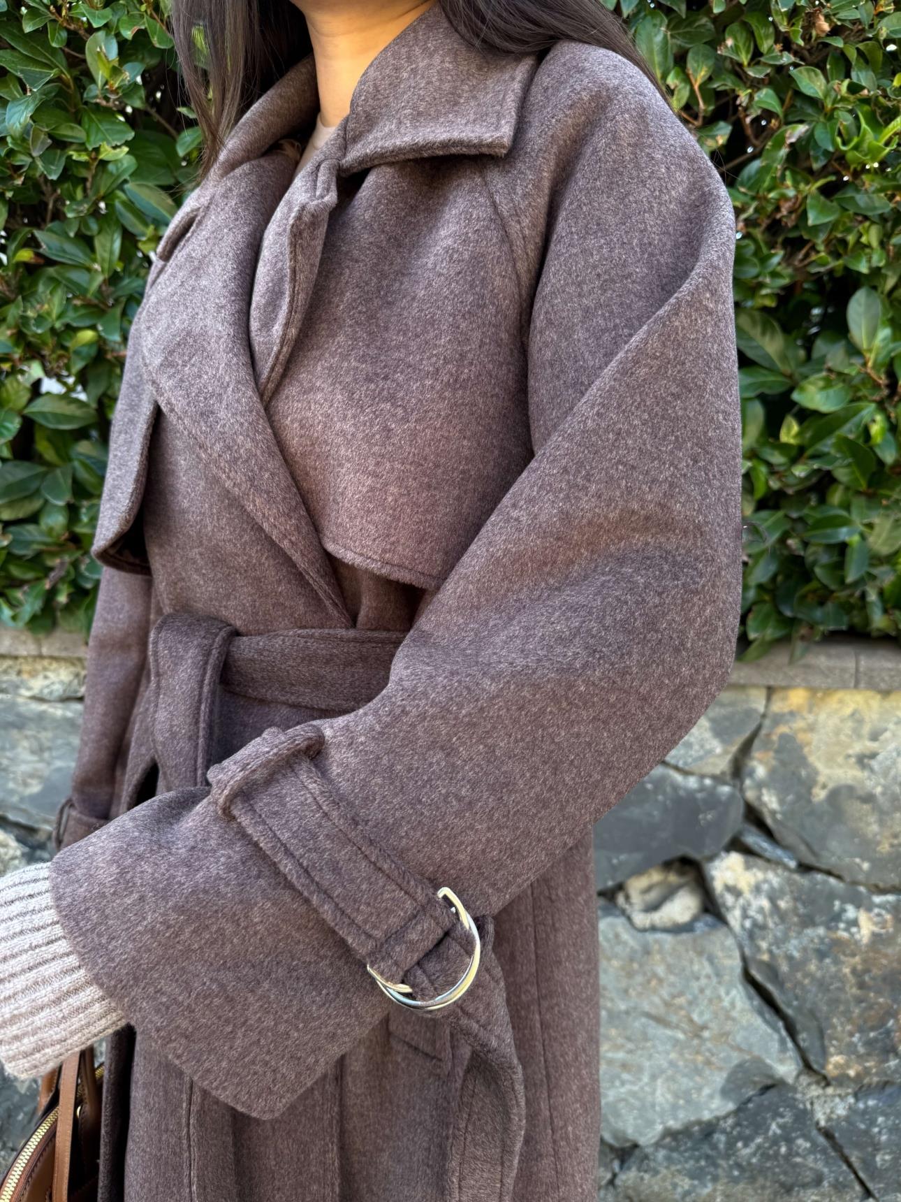 Double Breasted Sleeve Belted Coat