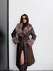 Fur Detail Belted Leather Trench Coat