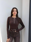 Ribbed Pattern Snap Blouse