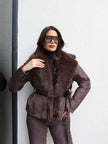Faux Fur Tied Collar Coat