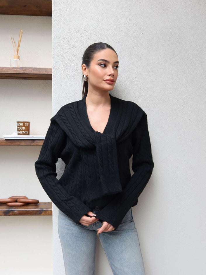 Shawl Detail Knit Cardigan