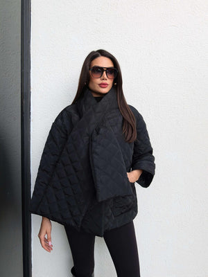 Quilted Shawl Detail Coat