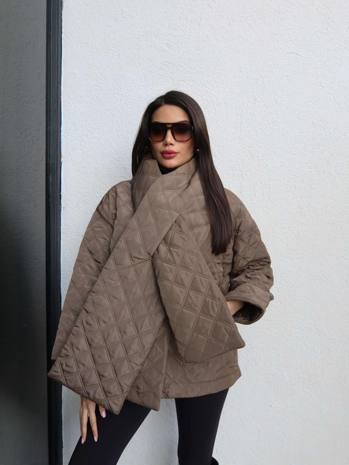 Quilted Shawl Detail Coat