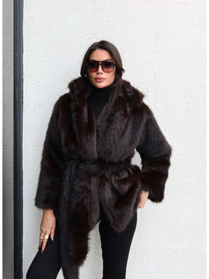 Belted Imported Fur Coat