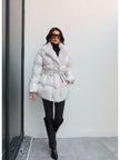 Fur Belted Puffer Jacket