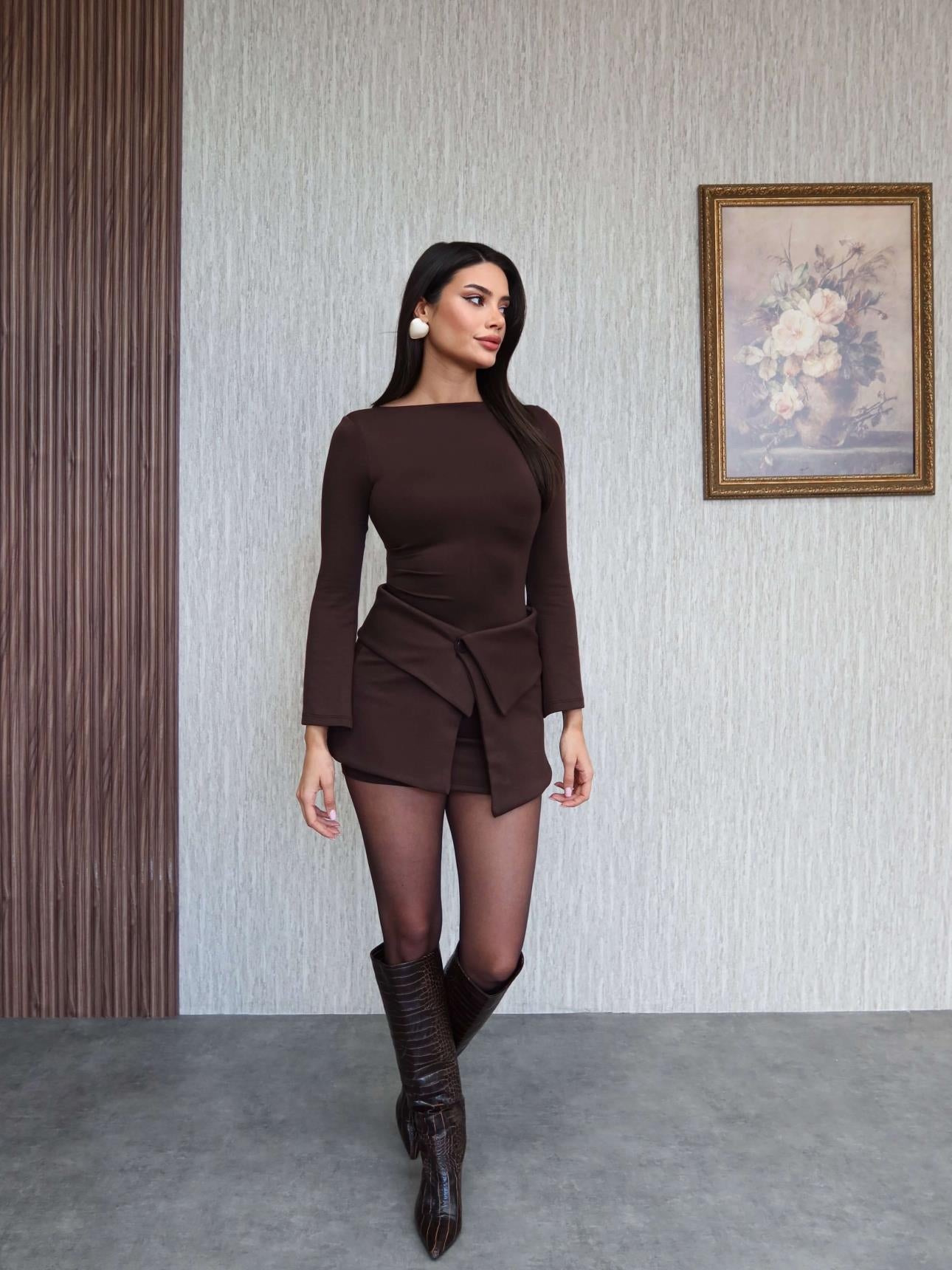 Mini Dress with Skirt Piece Detail