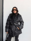 Fur Belted Puffer Jacket