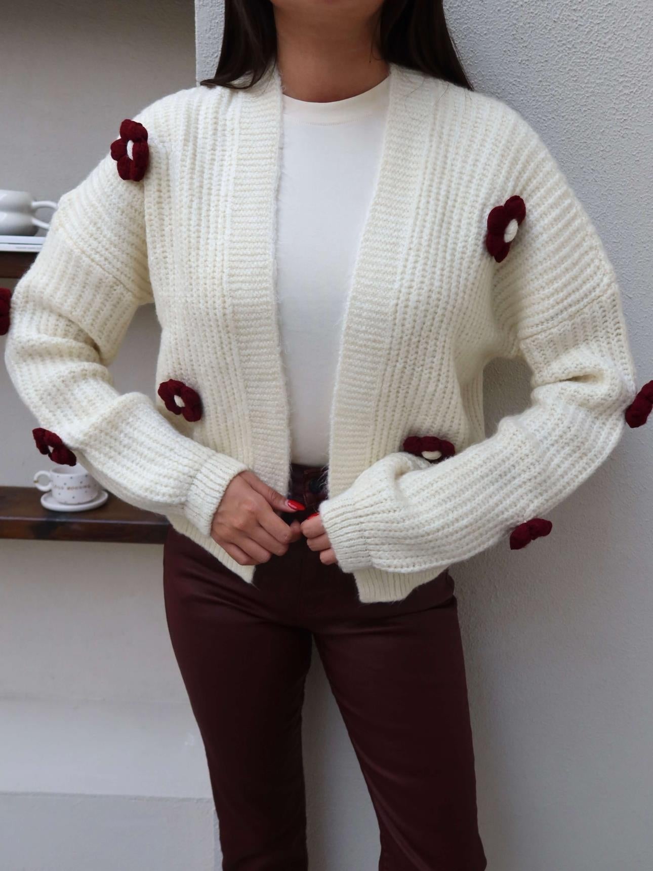 Daisy Embroidered Knit Cardigan