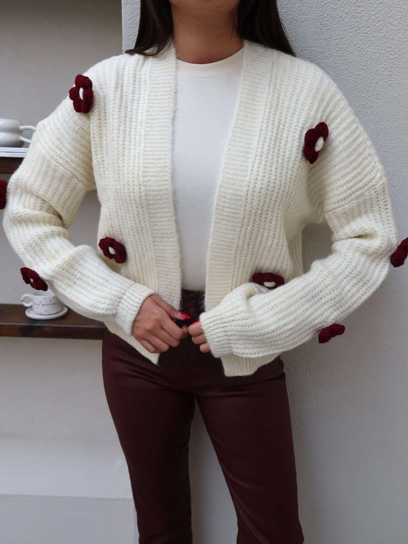 Daisy Embroidered Knit Cardigan