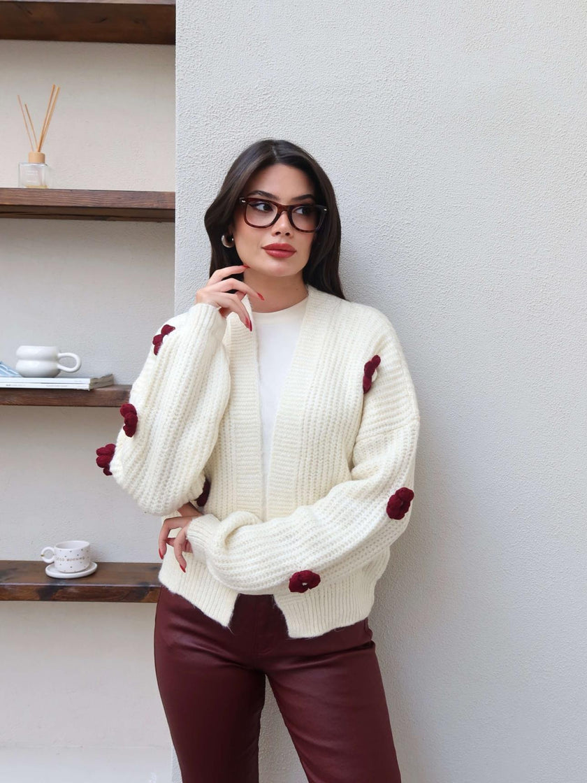Daisy Embroidered Knit Cardigan