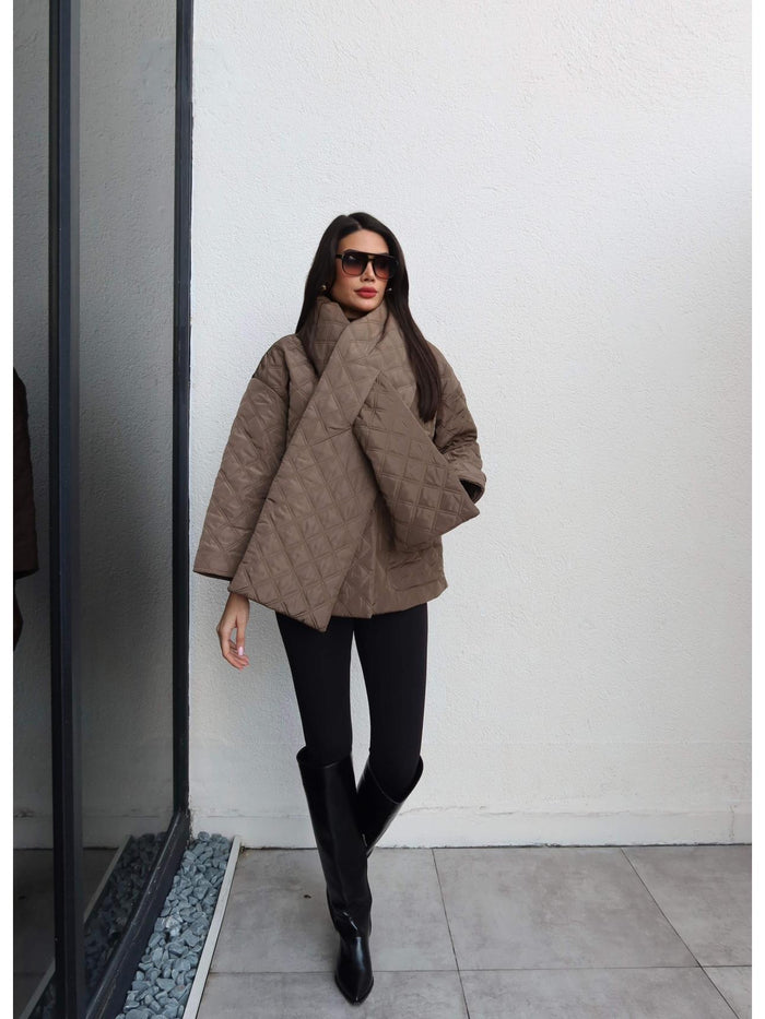 Quilted Shawl Detail Coat