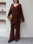 Brown Tied Knit Set