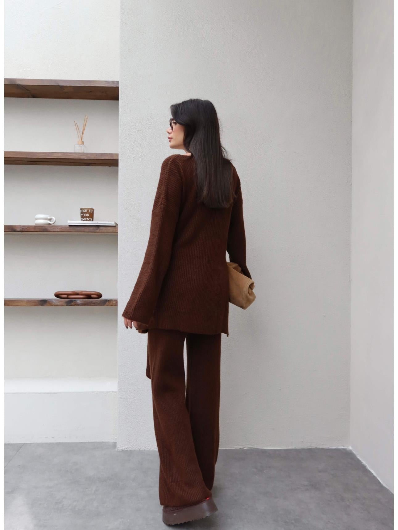 Brown Tied Knit Set