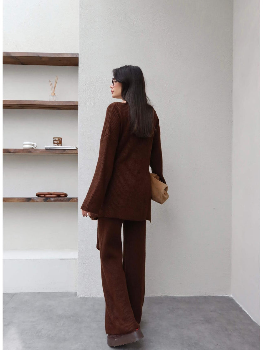 Brown Tied Knit Set