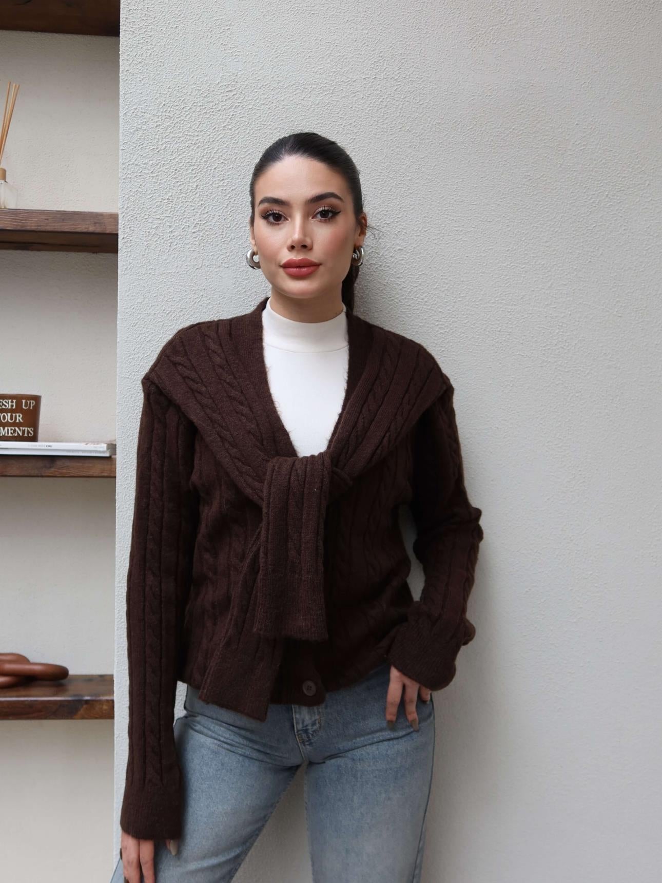 Shawl Detail Knit Cardigan