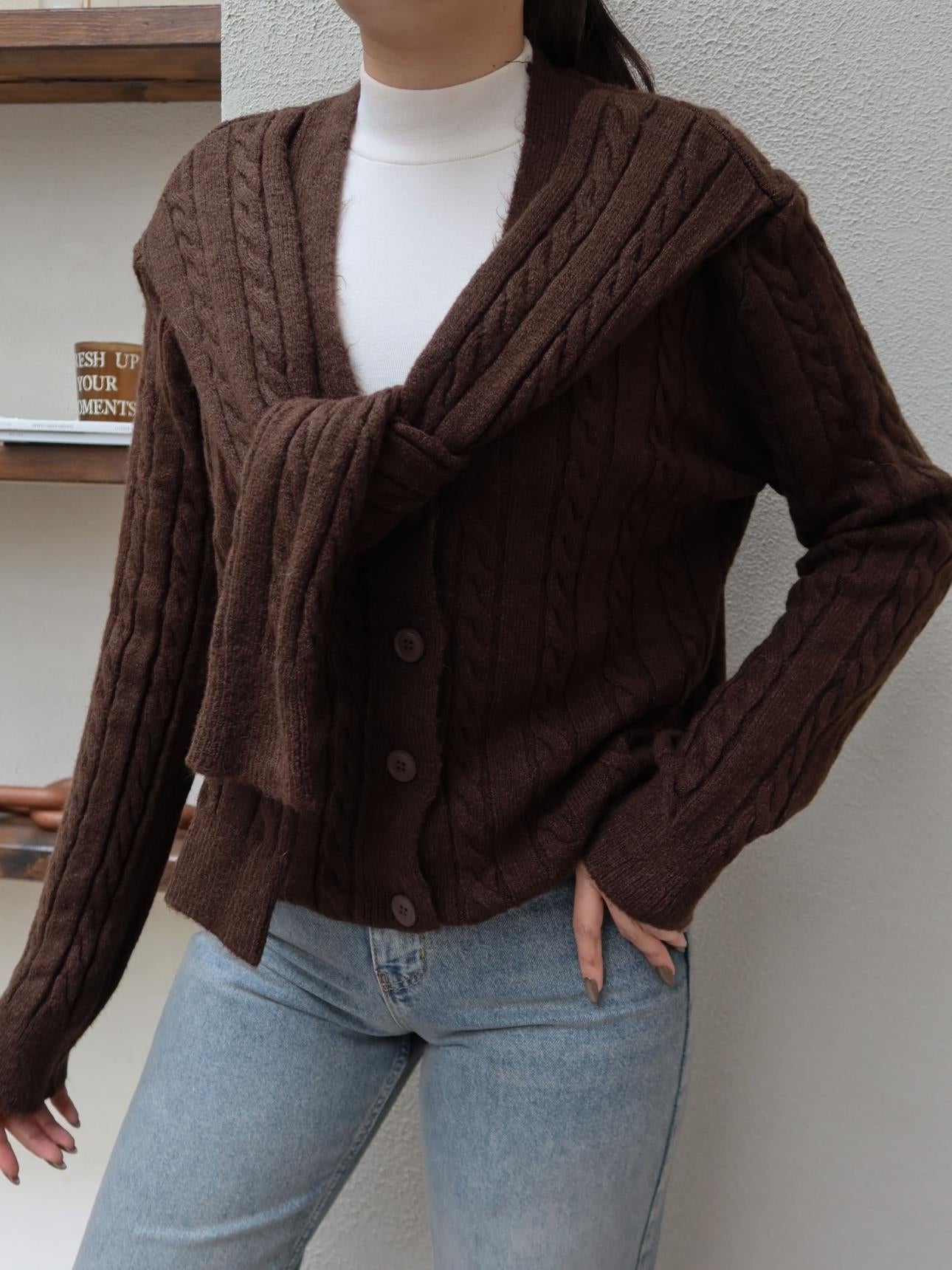 Shawl Detail Knit Cardigan