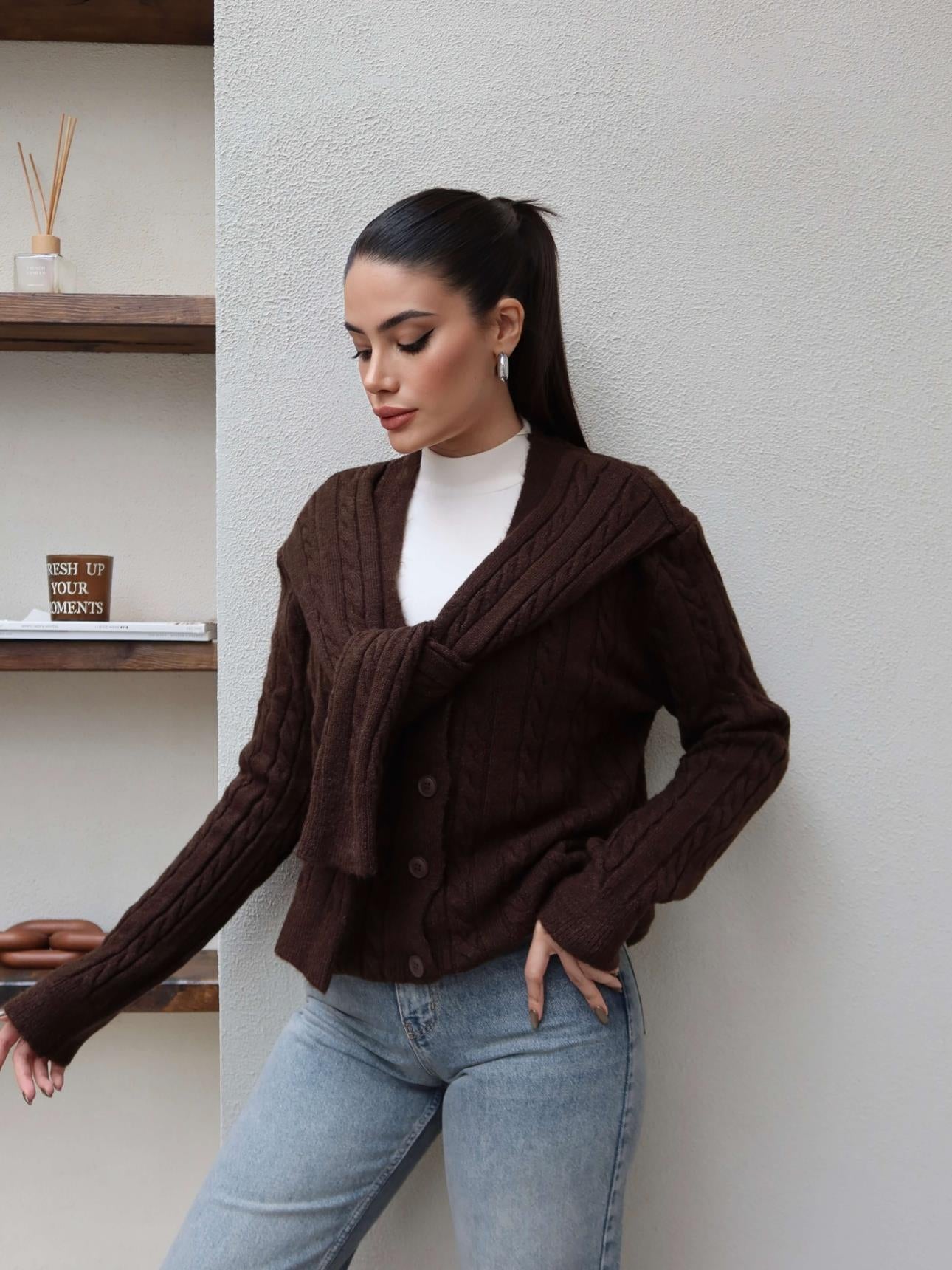 Shawl Detail Knit Cardigan