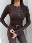 Ribbed Pattern Snap Blouse