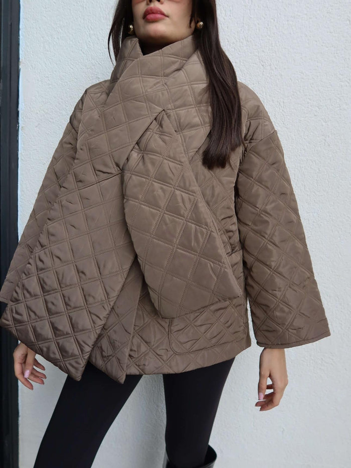 Quilted Shawl Detail Coat