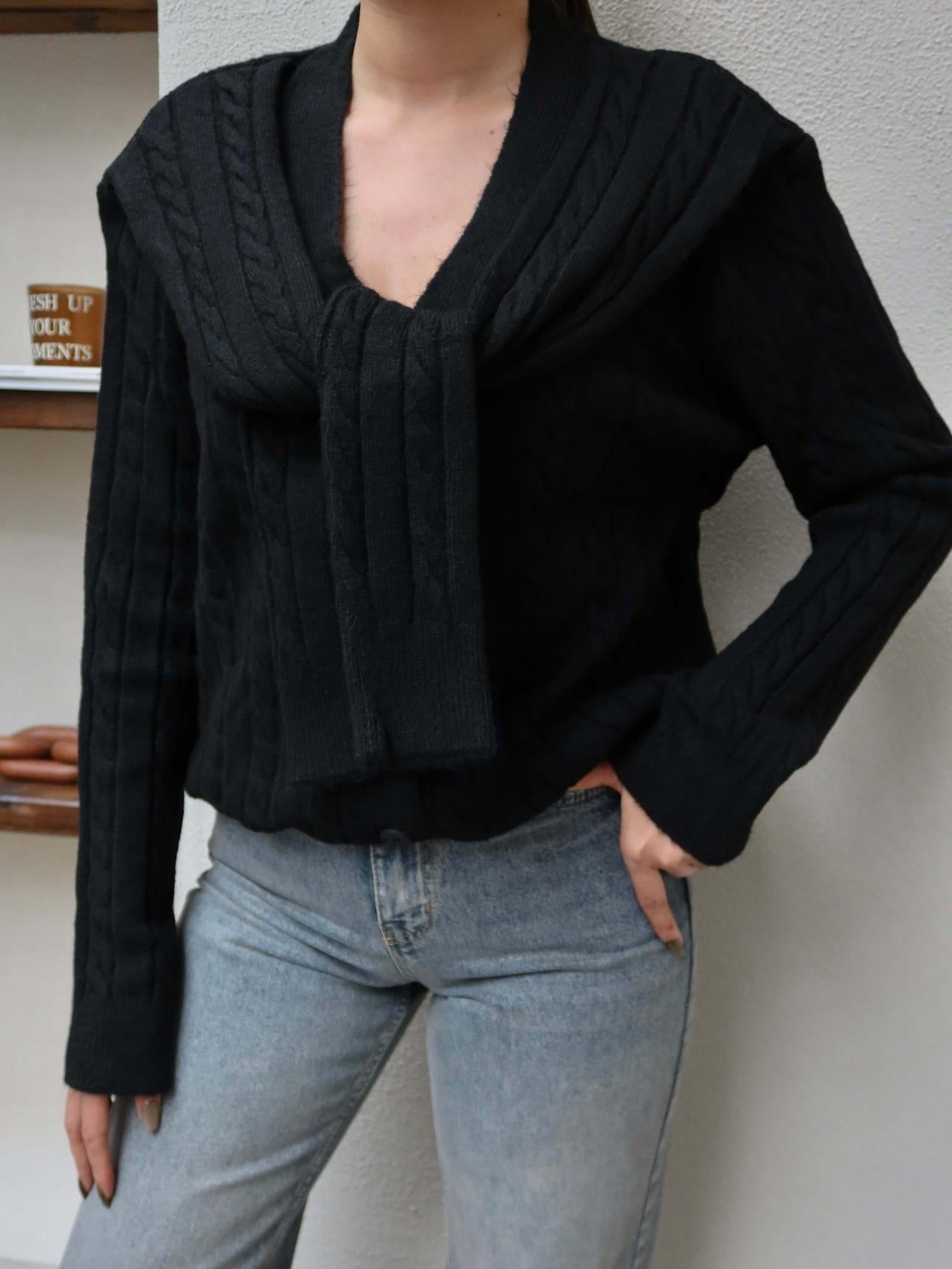 Shawl Detail Knit Cardigan