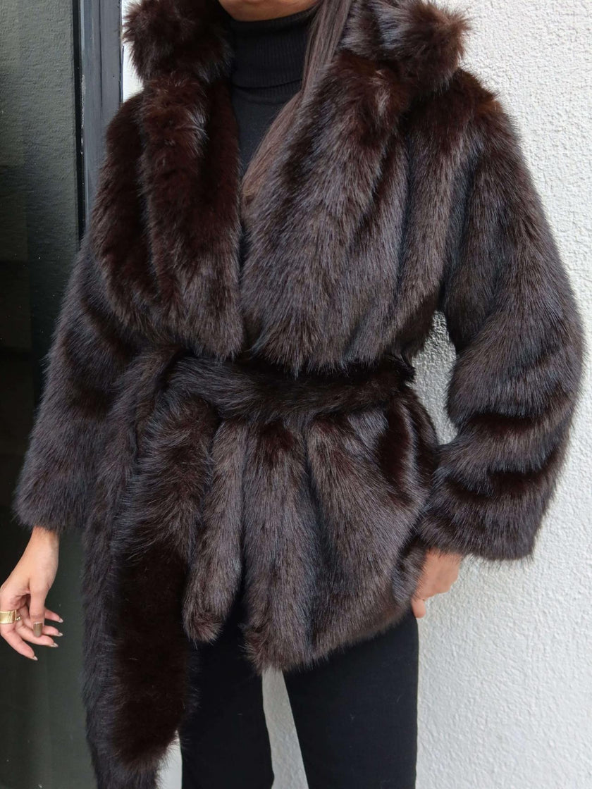 Belted Imported Fur Coat