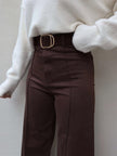 Wide-Leg Lycra Trousers with Stitching Details