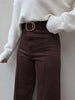 Wide-Leg Lycra Trousers with Stitching Details