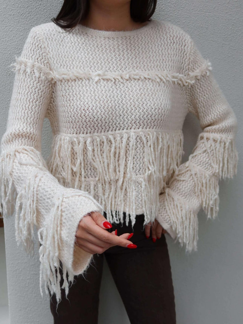 Fringed Casual Knit Sweater