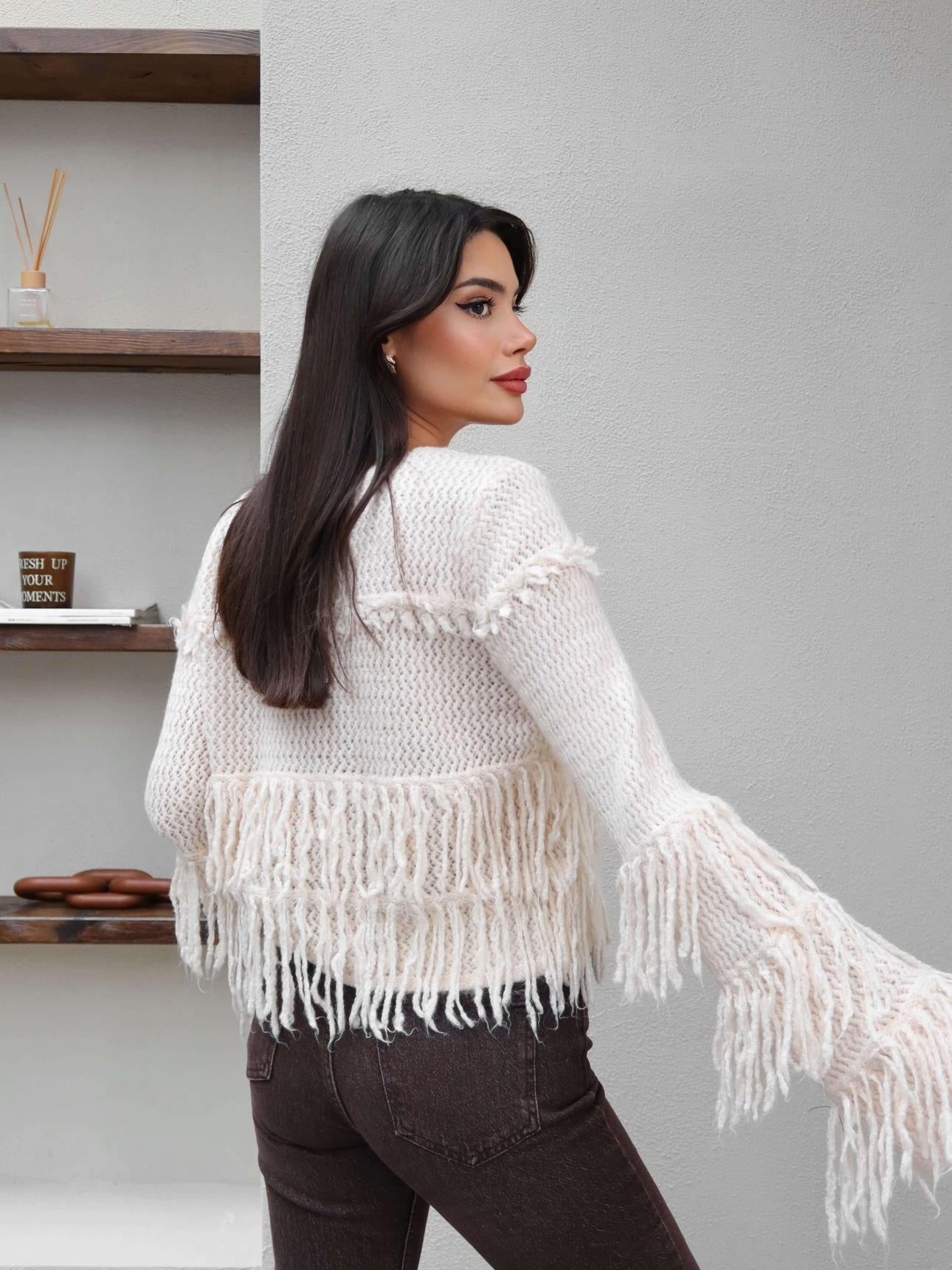 Fringed Casual Knit Sweater