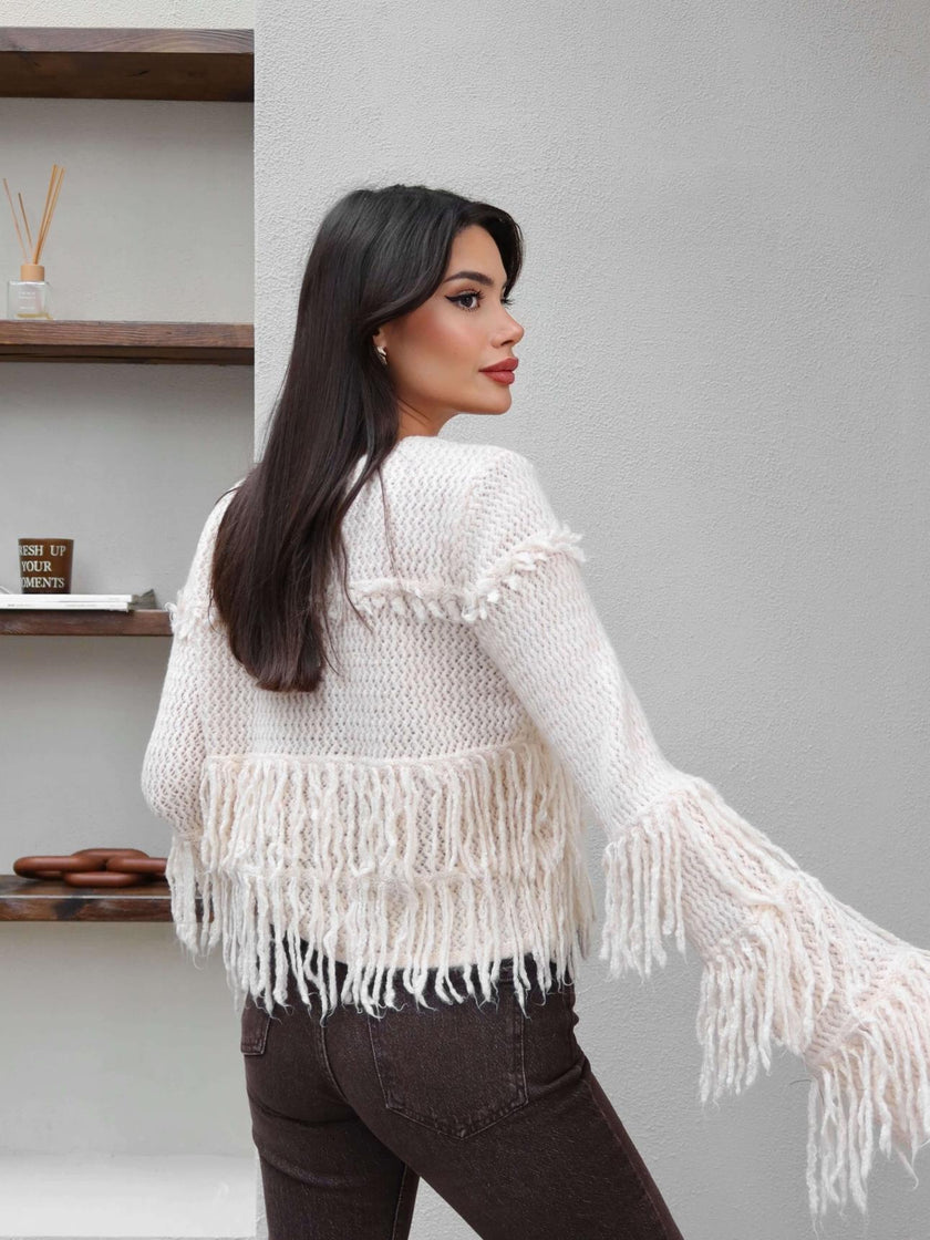 Fringed Casual Knit Sweater