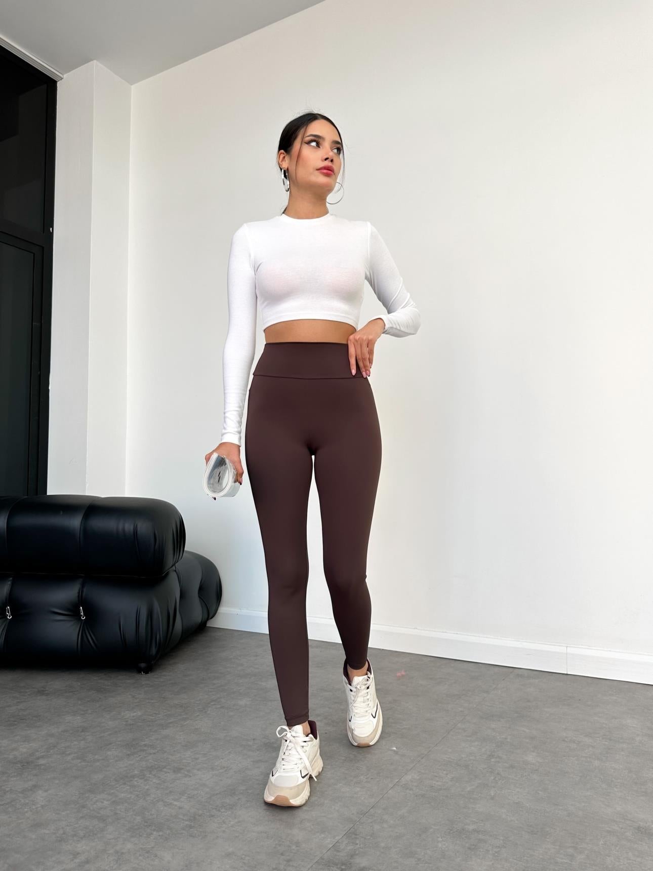 Bitter Brown High Waist Orj Leggings