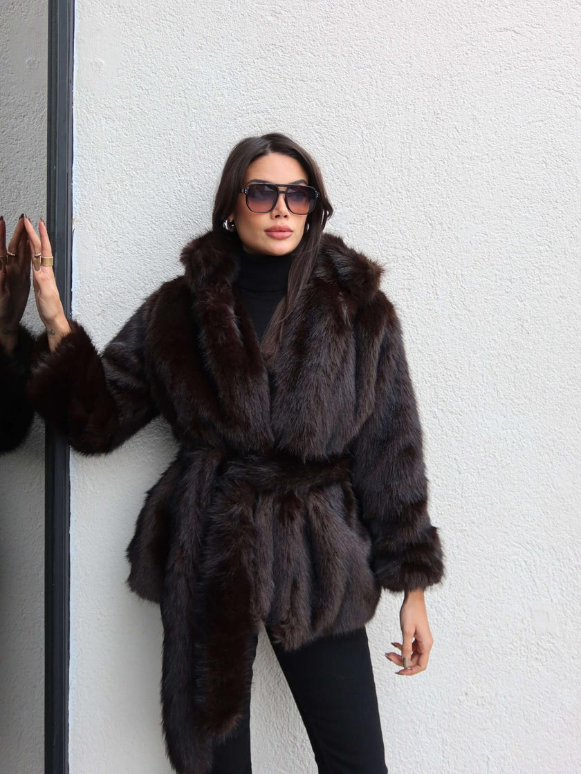 Belted Imported Fur Coat