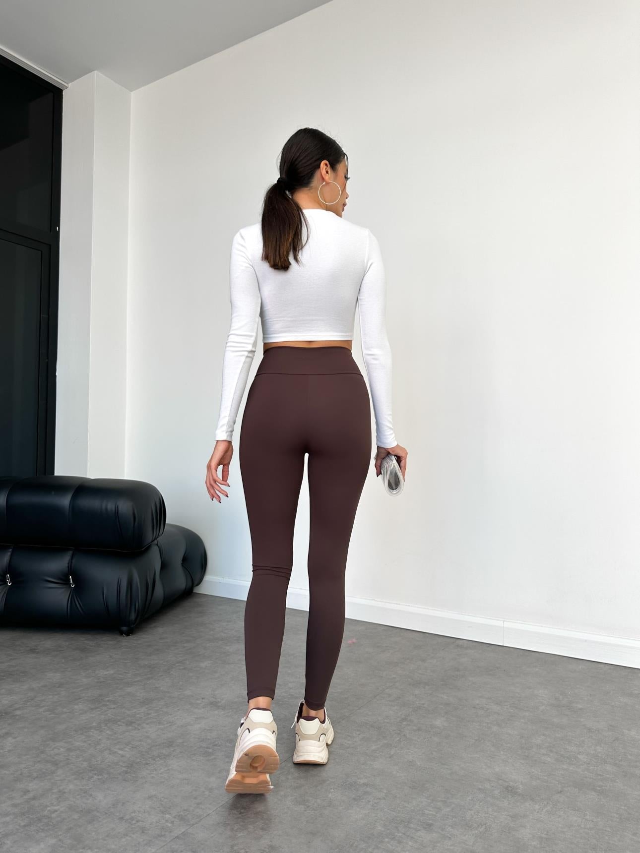 Bitter Brown High Waist Orj Leggings