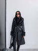 Fur Detail Belted Leather Trench Coat