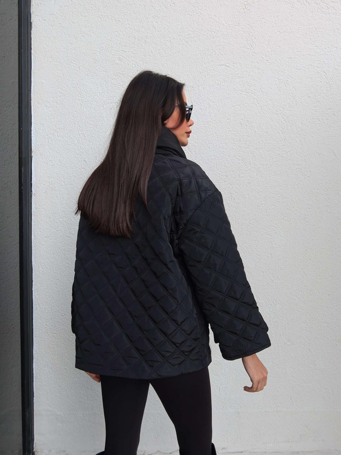 Quilted Shawl Detail Coat