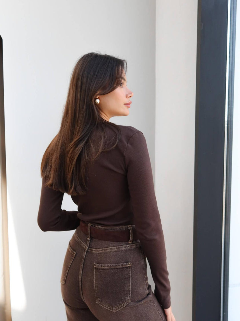 Ribbed Pattern Snap Blouse