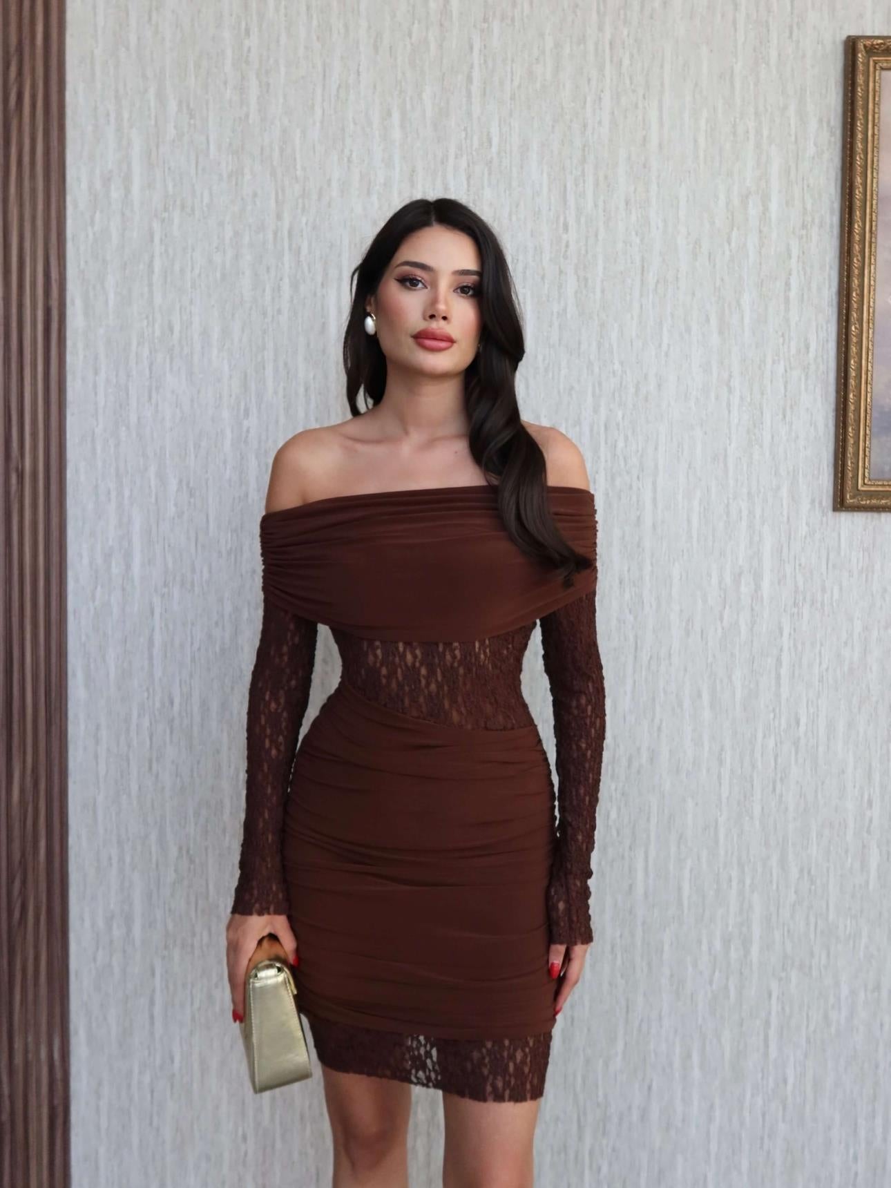 Off-the-Shoulder Gathered Short Dress