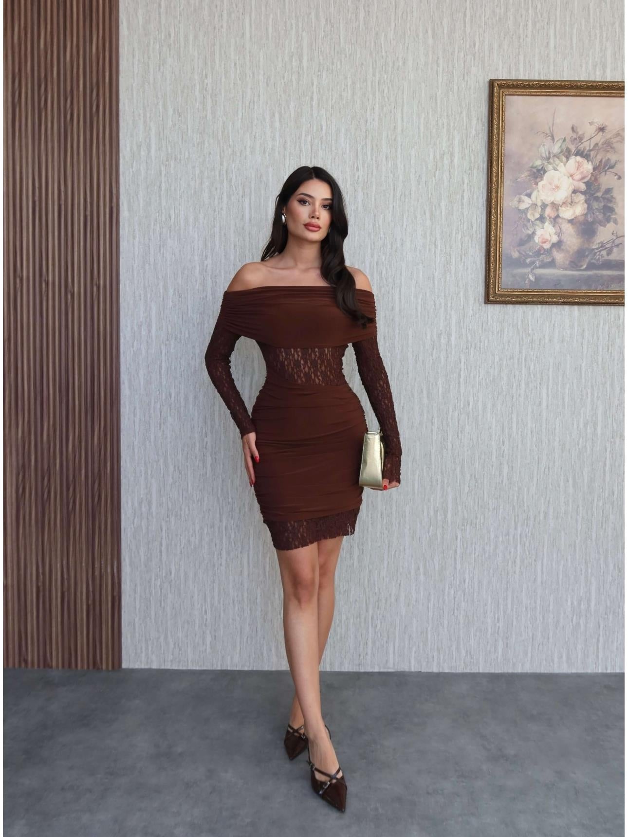 Off-the-Shoulder Gathered Short Dress