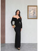Off-the-Shoulder Long Dress with Neck Accessory