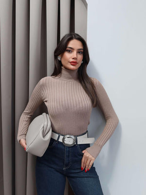 Ribbed Turtleneck Sweater