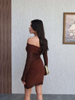Off-the-Shoulder Gathered Short Dress