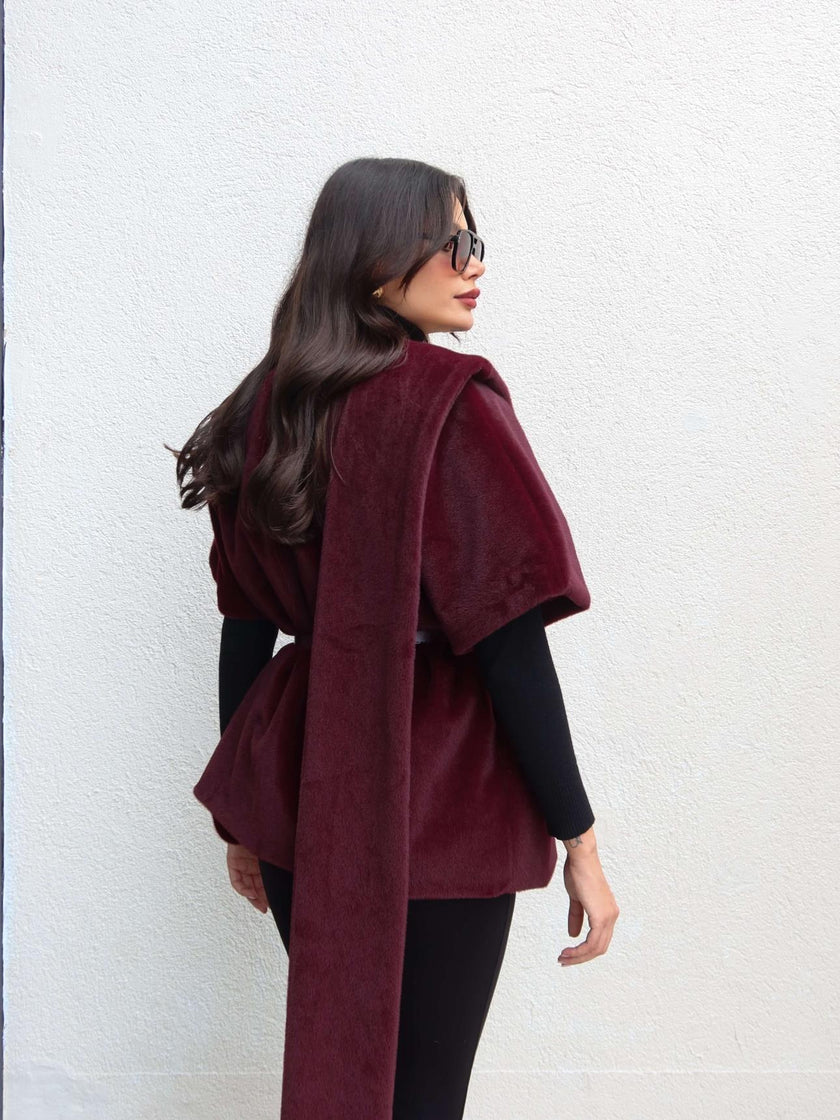 Designer Belted Fur Poncho