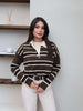 Striped Polo Neck Knit Sweater
