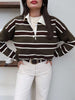 Striped Polo Neck Knit Sweater