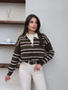 Striped Polo Neck Knit Sweater