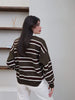 Striped Polo Neck Knit Sweater